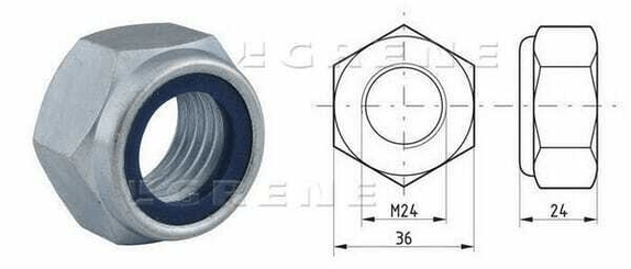 Pièces agricoles - Fasteners - Écrou de blocage hexagonal DIN985 M24x3,00 acier zingué |8| Kramp