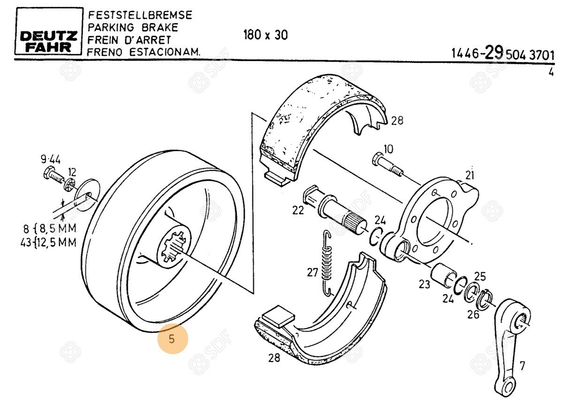 Pièces agricoles - Freinage - TAMBOUR DE FREIN Deutz-Fahr origine