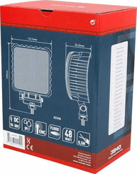 Pièces agricoles - Eclairage - Phare de travail LED carré 48W 3840lm, 10/30V, 112x54.5x136mm, faisceau large, 16 LED Kramp