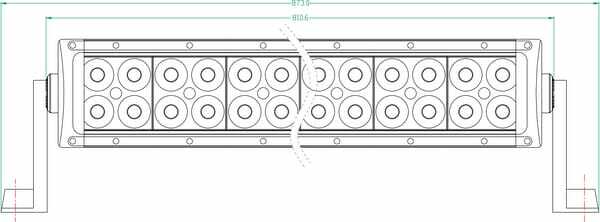 Pièces agricoles - Eclairage - Barre lumineuse LED, 180W, 15300lm, rectangulaire, 12/24V, blanc, 805x57mm, manchon d'extrémité de câble, Combo, 60 LED, Kramp