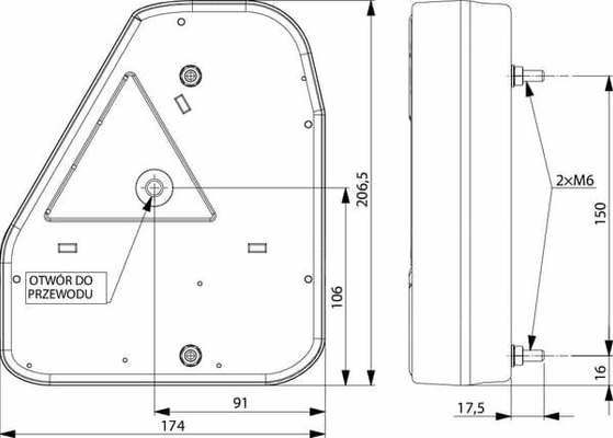 Pièces agricoles - Eclairage - Feu arrière rectangle droit câblé