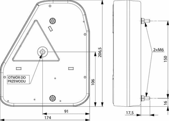Pièces agricoles - Eclairage - Feu arrière rectangle droit câblé