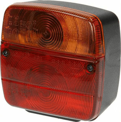 Pièces agricoles - Eclairage - Feu arrière carré, 12/24V, rouge/ambre, à boulonner, 105x100x52mm