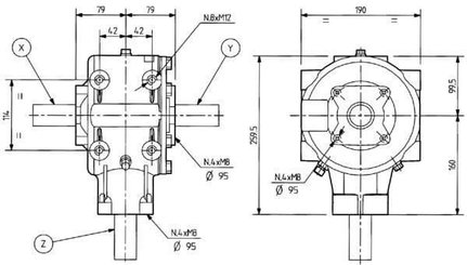 Pièces agricoles - Transmission - Boîtier T-304A 1,93:1