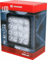 Pièces agricoles - Eclairage - Phare de travail LED carré 48W 3840lm, 10/30V, 112x54.5x136mm, faisceau large, 16 LED Kramp