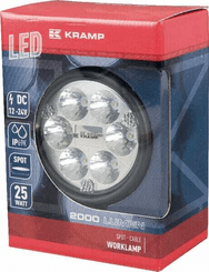 Pièces agricoles - Eclairage - Phare de travail LED rond 25W 2000lm, 10/30V, Ø 117mm très longue portée 6 LED Kramp