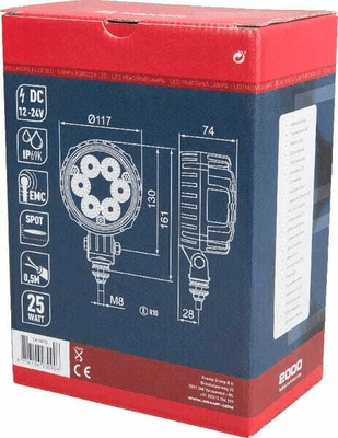 Pièces agricoles - Eclairage - Phare de travail LED rond 25W 2000lm, 10/30V, Ø 117mm très longue portée 6 LED Kramp