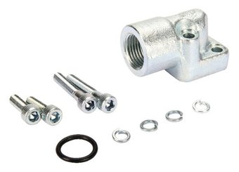 Pièces agricoles - Hydraulique - Bride à cornière acier 1/2 BSP 2 x boulon M6x25/40