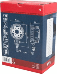 Pièces agricoles - Eclairage - Phare de travail LED rond 25W 2000lm, 10/30V, Ø 117mm très longue portée 6 LED Kramp