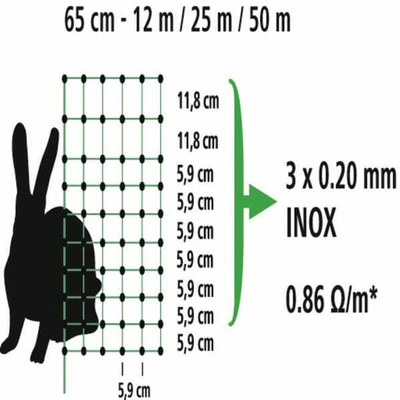 Pièces agricoles - Cloture,Jardin & Sylviculture - Filet à lapin 65cm 50m