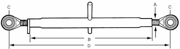 Pièces agricoles - Tracteur pièce adaptable - Barre de poussée rotule/rotule 290, M27 cat.2/2