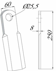 Pièces agricoles - Aménagements paysagers - Fléau plat 60x250mm utilisable pour Ferri
