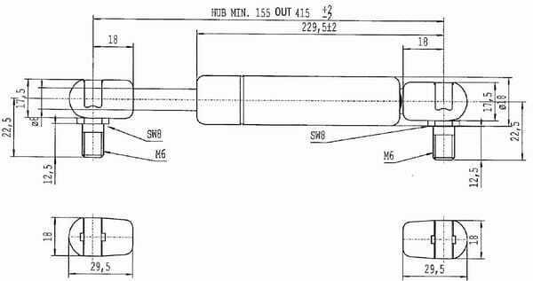 Pièces agricoles - Pièce divers - Vérin à gaz L415-610N Stabilus