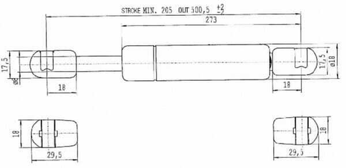 Pièces agricoles - Pièce divers - Vérin à gaz L500-325N Stabilus
