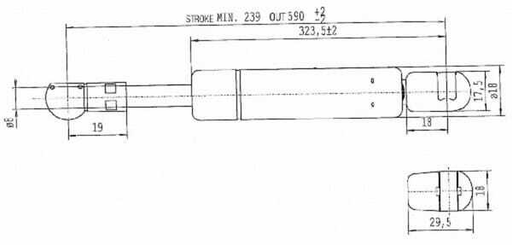 Pièces agricoles - Pièce divers - Vérin à gaz L590mm 370N Stabilus
