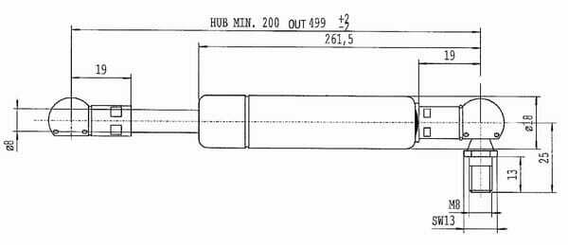 Pièces agricoles - Pièce divers - Vérin à gaz L499-170N Stabilus