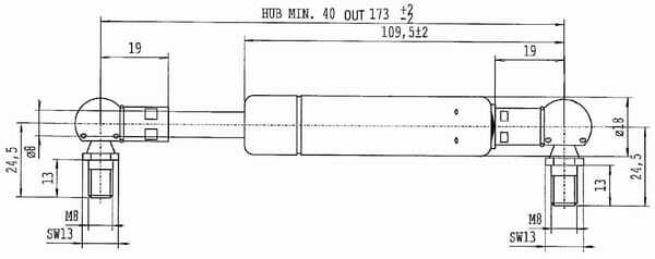 Pièces agricoles - Pièce divers - Vérin à gaz L175-350N Stabilus