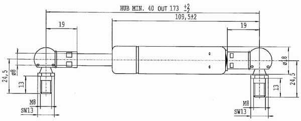 Pièces agricoles - Pièce divers - Vérin à gaz L175-250N Stabilus