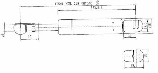 Pièces agricoles - Pièce divers - Vérin à gaz L590mm 240N Stabilus