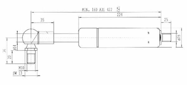 Pièces agricoles - Pièce divers - Vérin à gaz L422-1700N Stabilus