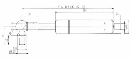 Pièces agricoles - Pièce divers - Vérin à gaz L422-1700N Stabilus