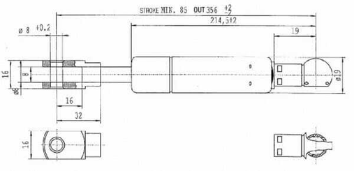 Pièces agricoles - Pièce divers - Vérin à gaz L356-900N Stabilus