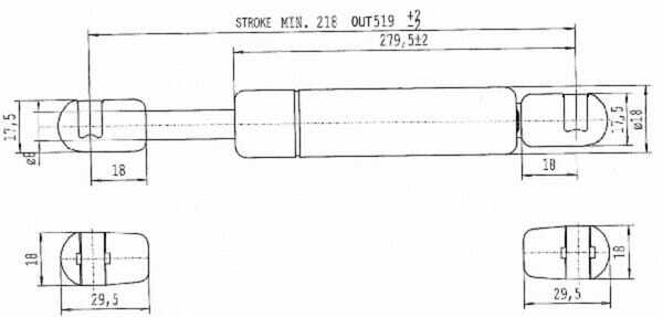 Pièces agricoles - Pièce divers - Vérin à gaz L520mm-270N Stabilus