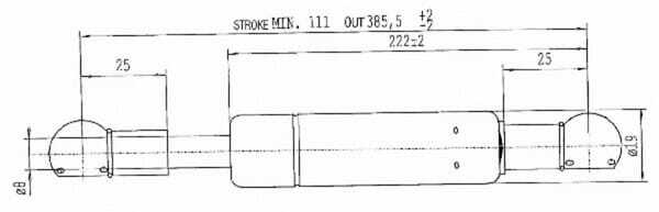 Pièces agricoles - Pièce divers - Vérin à gaz L385.5-570N Stabilus