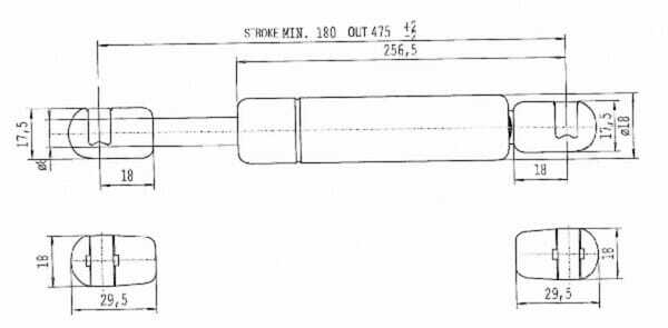 Pièces agricoles - Pièce divers - Vérin à gaz L475-150N Stabilus