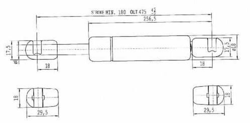Pièces agricoles - Pièce divers - Vérin à gaz L475-150N Stabilus