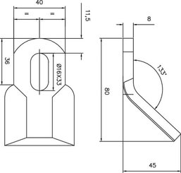 Pièces agricoles - Aménagements paysagers - Fléau coudé 40x82mm adapté pourFerri