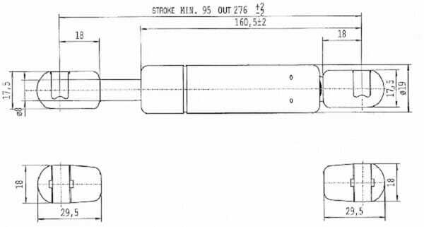 Pièces agricoles - Pièce divers - Vérin à gaz L276-350N Stabilus