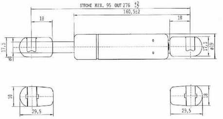 Pièces agricoles - Pièce divers - Vérin à gaz L276-350N Stabilus