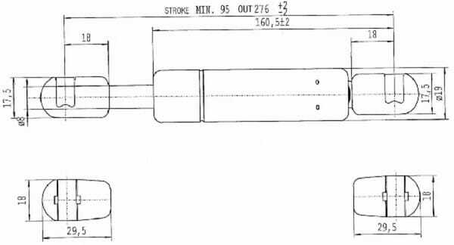 Pièces agricoles - Pièce divers - Vérin à gaz L275-100N Stabilus