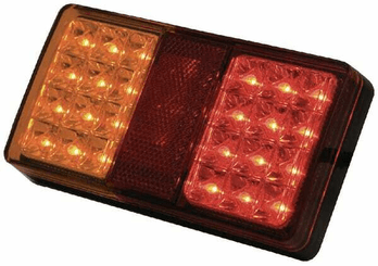 Pièces agricoles - Eclairage - Feu arrière LED, rectangulaire, 12/24V, rouge/orange, à boulonner, 150x27x80mm, 24 LED