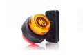 Feu de gabarit arrière LED, rotatif, rouge/orange, 12-24 V, 108 x 98 x 79 mm