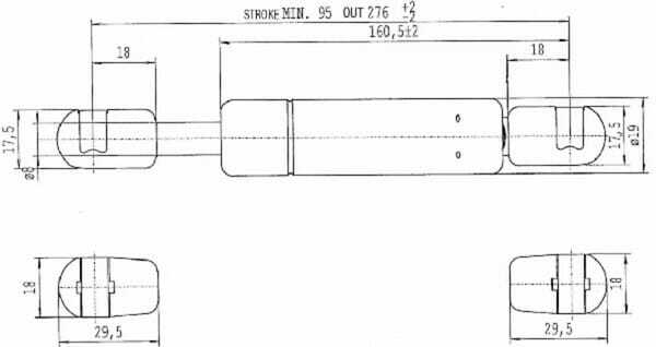 Pièces agricoles - Pièce divers - Vérin à gaz L275-450N Stabilus