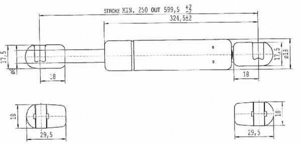 Pièces agricoles - Pièce divers - Vérin à gaz L599.5mm 250N Stabilus