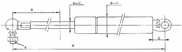Pièces agricoles - Pièce divers - Vérin à gaz L810,5-130N Stabilus