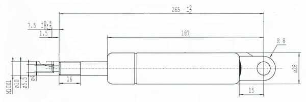 Pièces agricoles - Pièce divers - Vérin à gaz L265-500N Stabilus