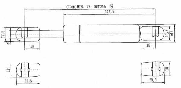 Pièces agricoles - Pièce divers - Vérin à gaz L255-175N Stabilus