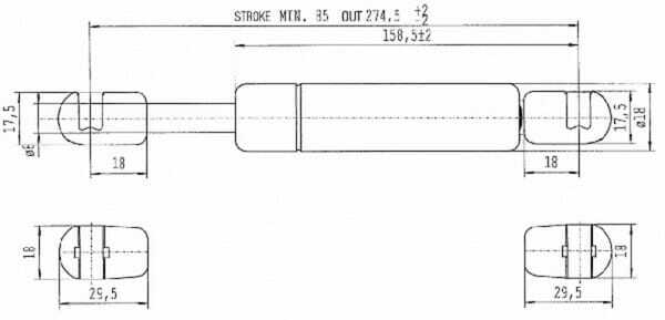 Pièces agricoles - Pièce divers - Vérin à gaz L275-100N Stabilus