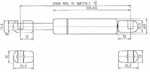 Pièces agricoles - Pièce divers - Vérin à gaz L275-100N Stabilus