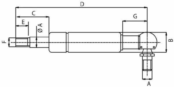 Pièces agricoles - Pièce divers - Vérin à gaz L586mm 140N Stabilus