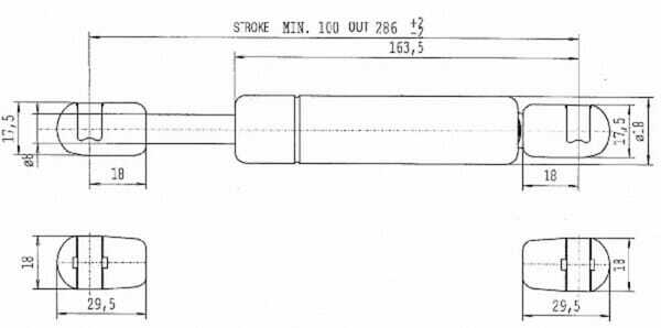 Pièces agricoles - Pièce divers - Vérin à gaz L286-300N Stabilus