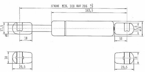 Pièces agricoles - Pièce divers - Vérin à gaz L286-300N Stabilus
