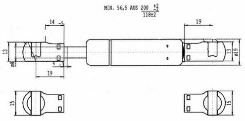 Pièces agricoles - Pièce divers - Vérin à gaz L200-200N Stabilus