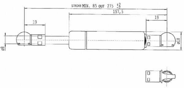 Pièces agricoles - Pièce divers - Vérin à gaz L275-100N Stabilus