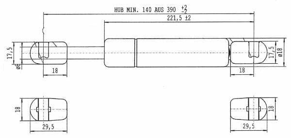Pièces agricoles - Pièce divers - Vérin à gaz L390-150N Stabilus