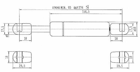 Pièces agricoles - Pièce divers - Vérin à gaz L276-100N Stabilus